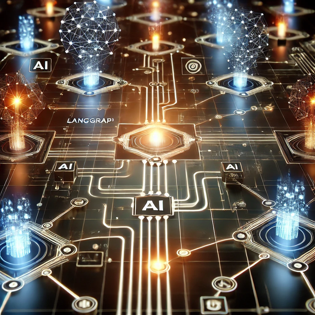 DALL·E 2025-01-31 15.50.59 - A futuristic digital network with interconnected nodes, visually representing AI workflows and graph-based architectures. The design should include gl.webp